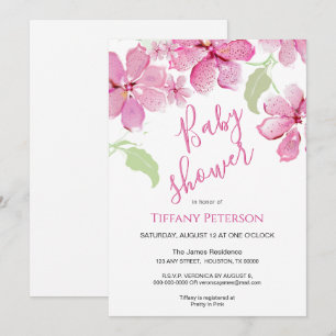 Tiger Lilly Clematis Rosa Blumen Babyparty Einladung