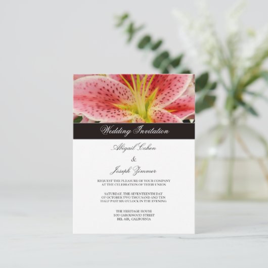 Tiger Lilly Wedding Einladung Postkarten (Stehend Vorderseite)