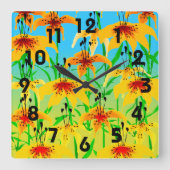 Tiger Lily Clock Quadratische Wanduhr (Vorderseite)
