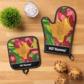 Tiger Lily Hot Momma Oven Mitt & Pot Holder Set (Oben Unten)