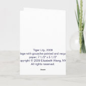 Tiger Lily Karte (Rückseite)