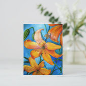 Tiger Lily Orange Floral Postkarte (Stehend Vorderseite)