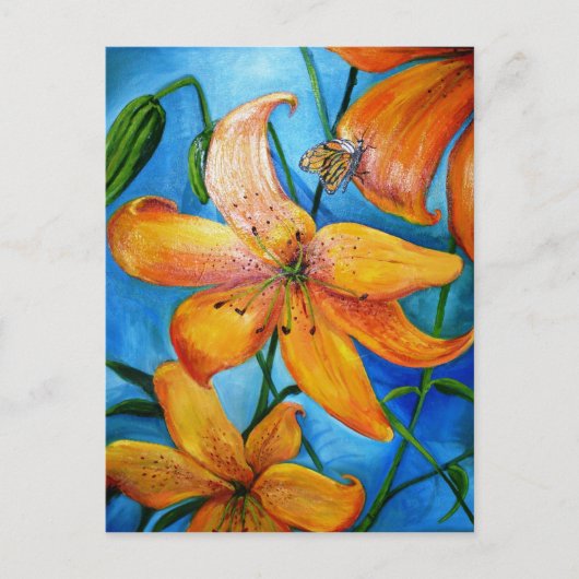Tiger Lily Orange Floral Postkarte (Vorderseite)