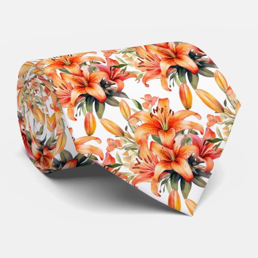 Tiger Lily Orange Stargazer Lily Lilies Krawatte (Gerollt)