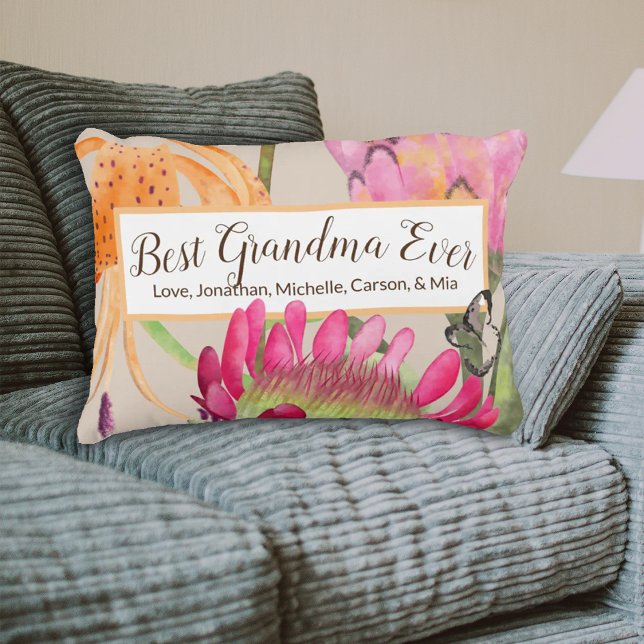 Tiger Lily & Protea Muttertagskissen Dekokissen (best grandma ever throw pillow, protea flower tiger lily mothers day pillow)