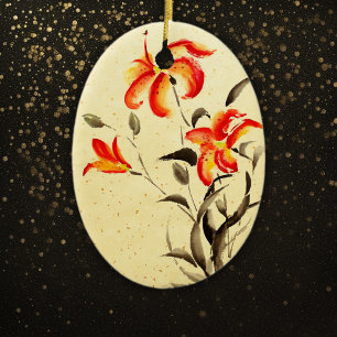Tiger Lily - rot Keramik Ornament
