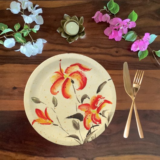 Tiger Lily - rot Pappteller