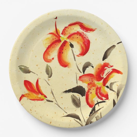 Tiger Lily - rot Pappteller (Vorderseite)