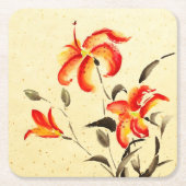 Tiger Lily - rot Rechteckiger Pappuntersetzer (Vorderseite)