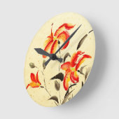 Tiger Lily - rot Runde Wanduhr (Winkel)