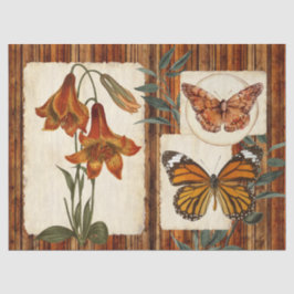 Tiger Lily Rustic Wood Collage Decoupage Seidenpapier