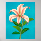 Tiger Lily Single Botanische Blume auf blau Poster (Vorne)