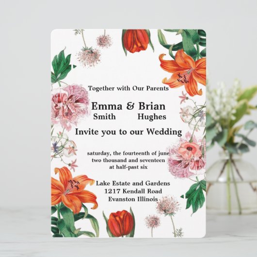 Tiger Lily und Tulips Einladung (Stehend Vorderseite)