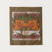 Tiger Lily Vintage Blume Schutz Wohlstand Wandteppich (Vorderseite)