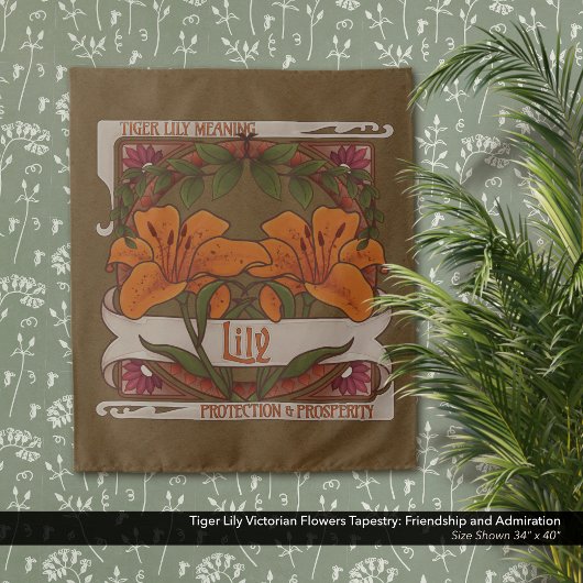 Tiger Lily Vintage Blume Schutz Wohlstand Wandteppich