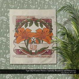 Tiger Lily Vintage Blume Schutz Wohlstand Wandteppich