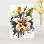 Tiger Lily - Watercolor flowers Karte (Gelbe Blume)