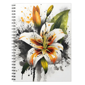 Tiger Lily- Watercolor flowers Notizblock