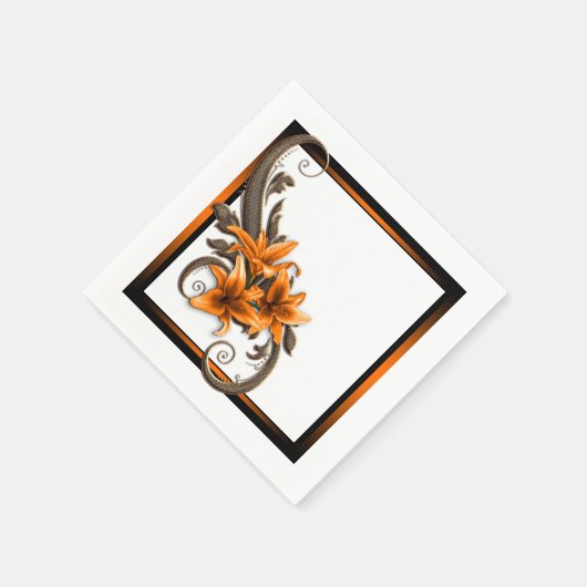 Tiger Lily Wedding Serviette (Ecke)