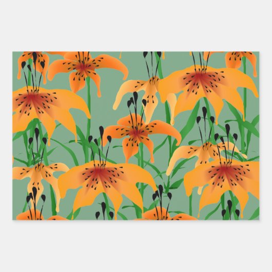 Tiger Lily Wrapping Paper Sheets Geschenkpapier Set (Vorderseite 3)