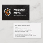 Tiger-Logo | Schwarze Textur Visitenkarte (Vorne/Hinten)