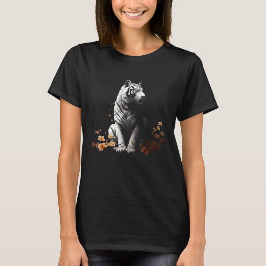 Tiger Lover Artwork Blume Animal Motif Tiger 12 T-Shirt (Vorderseite)