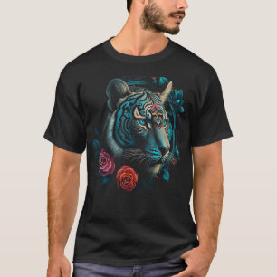 Tiger Lover Artwork Blume Animal Motif Tiger 7 T-Shirt