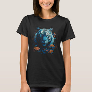 Tiger Lover Artwork Blume Animal Motif Tiger T-Shirt