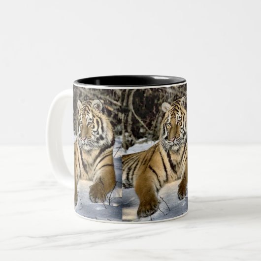 Tiger Lovers Kunstgeschenke Zweifarbige Tasse (Vorderseite Links)
