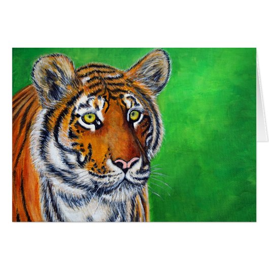 Tiger-Malerei-Grußkarte (Vorderseite (Horizontal))