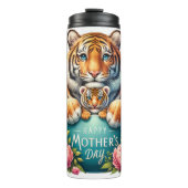 Tiger-Mama: Baby, Blume, Muttertag Thermosbecher (Vorderseite)