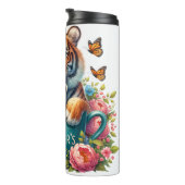 Tiger-Mama: Baby, Blume, Muttertag Thermosbecher (Nach rechts gedreht)