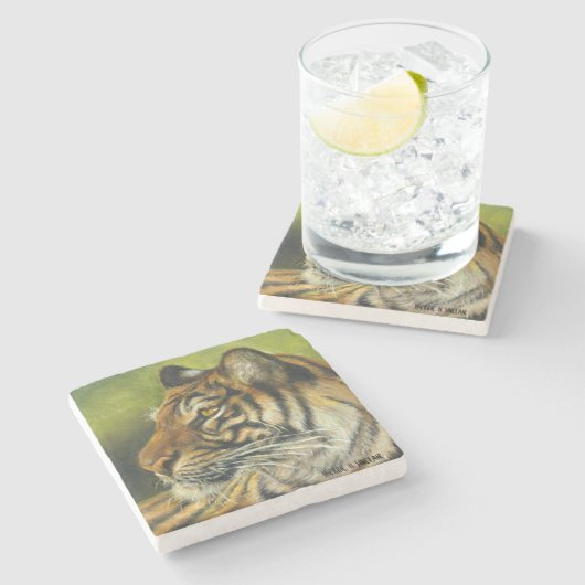 Tiger-MarmorUntersetzer Steinuntersetzer (Seitenansicht)