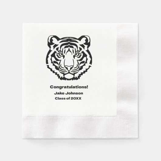 Tiger Mascot Themed Abschluss Napkins Wiedersehen Serviette (Vorderseite)