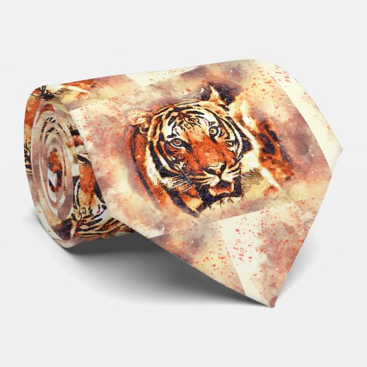 Tiger Masculine Tigers Cat Print Pattern Neck Tie Krawatte (Gerollt)