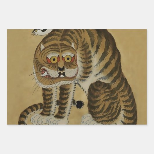 Tiger Minhwa mit Magpie Geschenkpapier Set (Vorderseite)