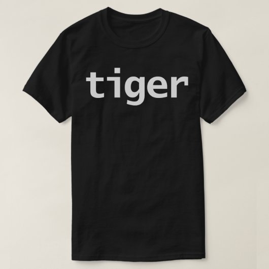 Tiger Minimal Typografie Weißer Text T-Shirt (Design vorne)