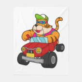 Tiger mit Auto Fleecedecke (Vorderseite)