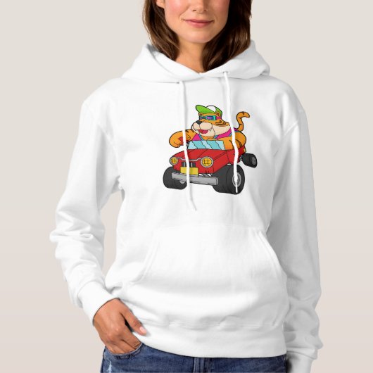 Tiger mit Auto Hoodie (Vorderseite)