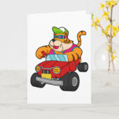 Tiger mit Auto Karte (Gelbe Blume)