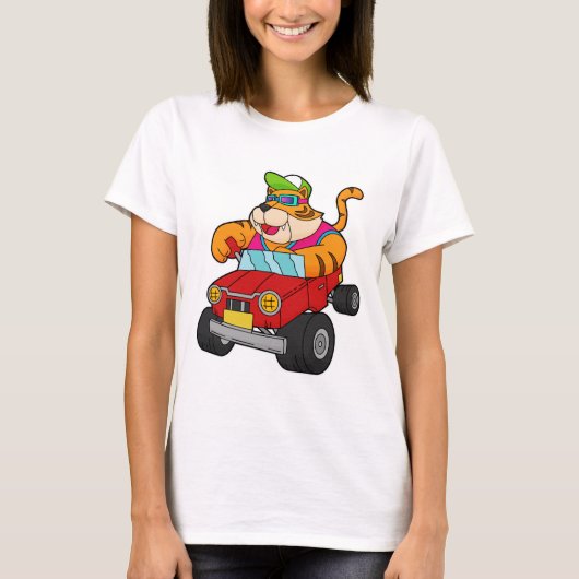 Tiger mit Auto T-Shirt (Vorderseite)