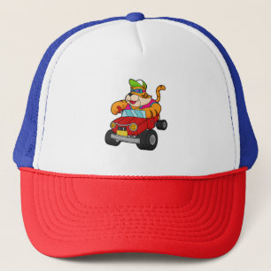 Tiger mit Auto Truckerkappe