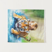 Tiger mit Babytapestry Wandteppich (Vorderseite (Horizontal))