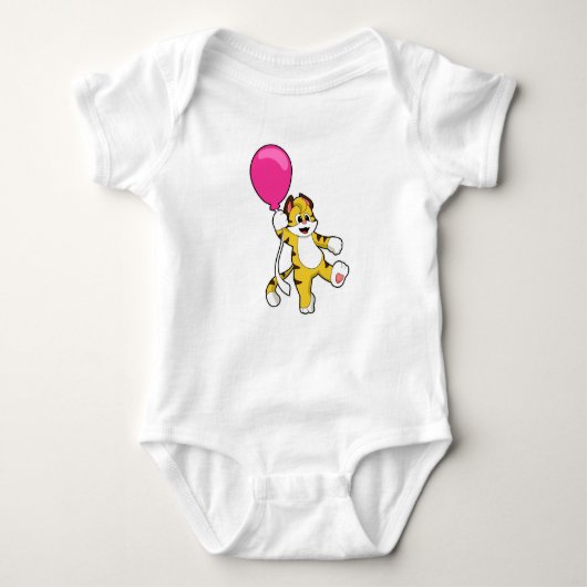Tiger mit Ballon Baby Strampler (Vorderseite)