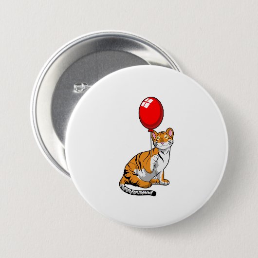 Tiger mit Ballon Button (Vorne & Hinten)