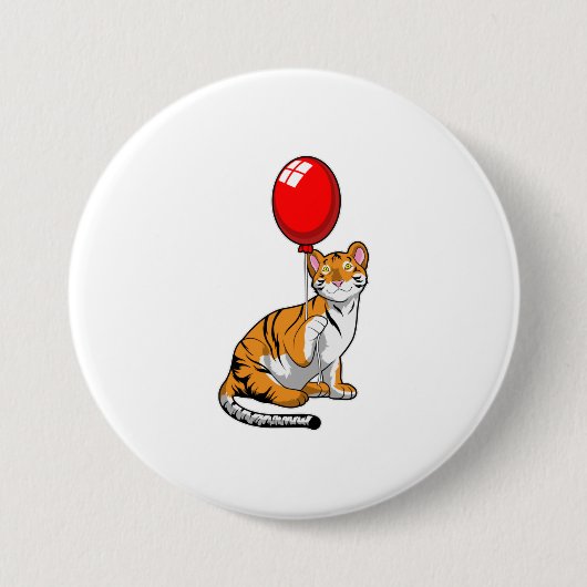 Tiger mit Ballon Button (Vorderseite)