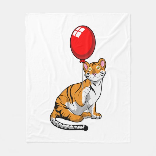Tiger mit Ballon Fleecedecke (Vorderseite)
