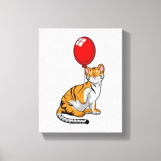 Tiger mit Ballon Leinwanddruck (Vorderseite)