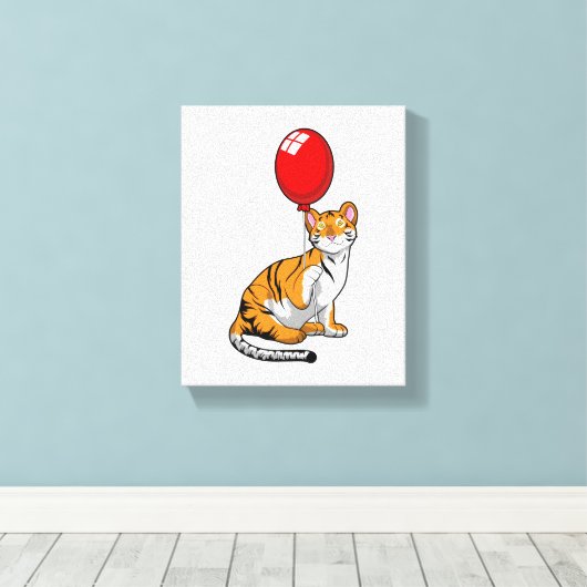 Tiger mit Ballon Leinwanddruck (Insitu (Holzboden))