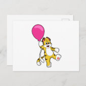 Tiger mit Ballon Postkarte (Vorne/Hinten)